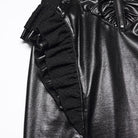 PUNK RAVE Women's Punk Chain Ruched Ruffle Trim Long Sleeve Bodycon Dress