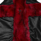 PUNK RAVE Women's Punk Cross Faux Fur Splice Faux Leather Vest