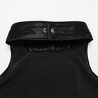 PUNK RAVE Women's Punk Cross Faux Fur Splice Faux Leather Vest