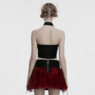 PUNK RAVE Women's Punk Cross Faux Fur Splice Faux Leather Vest