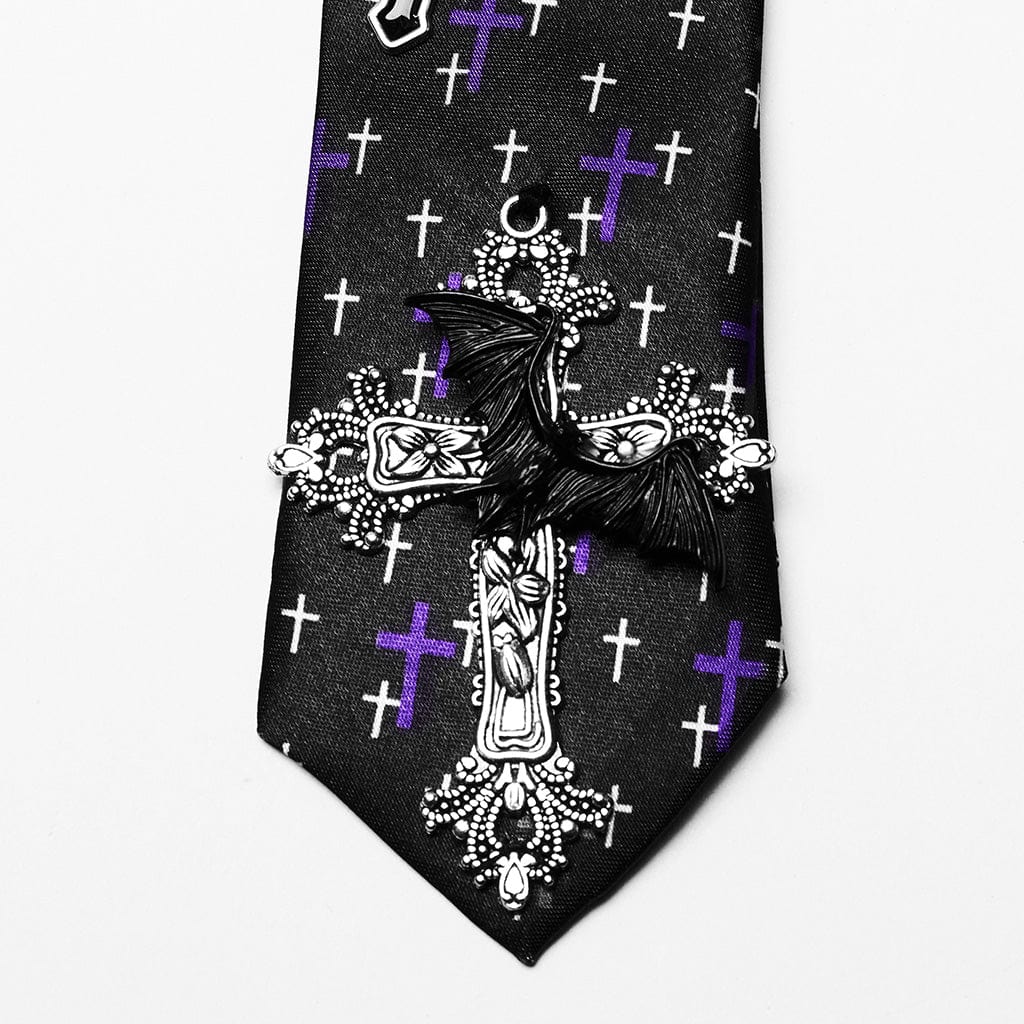 PUNK RAVE Women's Punk Cross Printed Tie