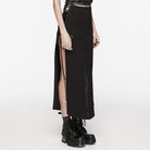 PUNK RAVE Women's Punk Cross Splice Lace-up Side Slit Skirt