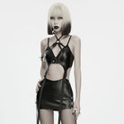 PUNK RAVE Women's Punk Cutout Buckle Strap Halter Lingerie