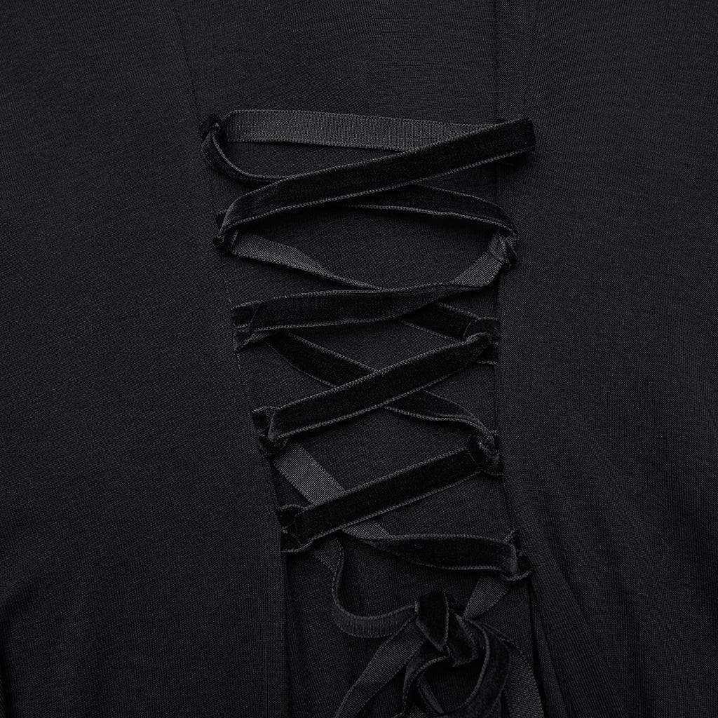 PUNK RAVE Women's Punk Cutout Buckle Strap Hooded Dress