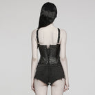 PUNK RAVE Women's Punk Cutout Lace-Up Buckle Tank Top