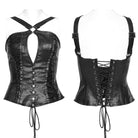 PUNK RAVE Women's Punk Cutout Lace-Up Buckle Tank Top