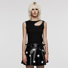 PUNK RAVE Women's Punk Cutout Nailed Tank Top