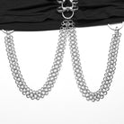 PUNK RAVE Women's Punk Cutout Ring Chain Short Sleeved Crop Top