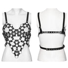 PUNK RAVE Women's Punk Cutout Ring Faux Leather Crop Top