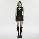 PUNK RAVE Women's Punk Cutout Rivets Tank Top