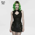 PUNK RAVE Women's Punk Cutout Rivets Tank Top