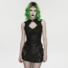 PUNK RAVE Women's Punk Cutout Rivets Tank Top