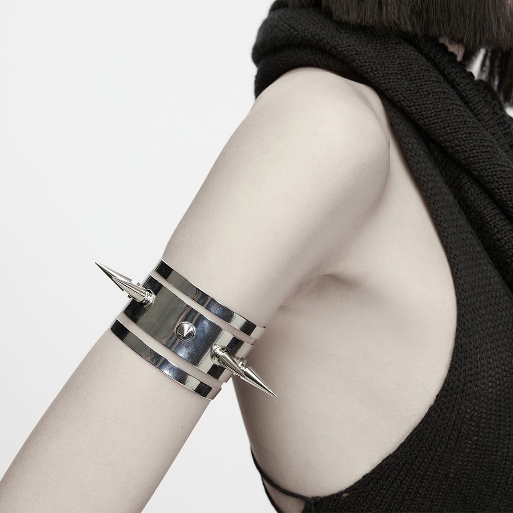 PUNK RAVE Women's Punk Cutout Spiked Arm Cuff