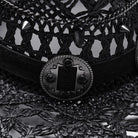 PUNK RAVE Women's Punk Cutout Studded Woven Hat Black