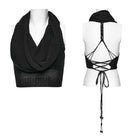 PUNK RAVE Women's Punk Draped Neck Hooded Sweater