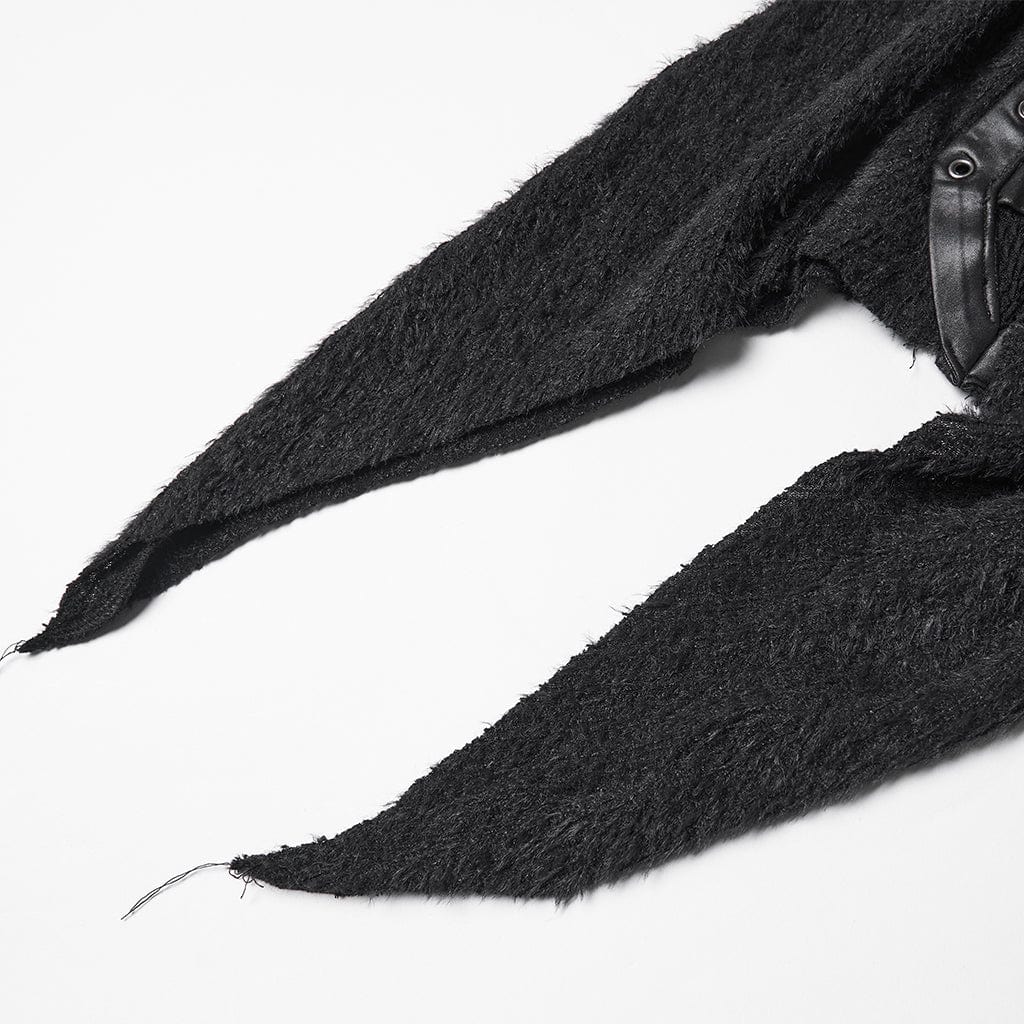 PUNK RAVE Camiseta de punto con tiras trenzadas y ojales punk para mujer