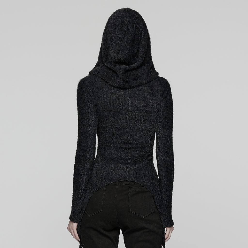 PUNK RAVE Camiseta de punto con tiras trenzadas y ojales punk para mujer