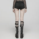 PUNK RAVE Women's Punk Eyelet Mesh Ring Shorts