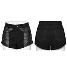 PUNK RAVE Women's Punk Eyelet Mesh Ring Shorts