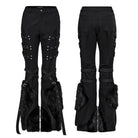 PUNK RAVE Women's Punk Eyelet Mesh Splice Fluffy Pants
