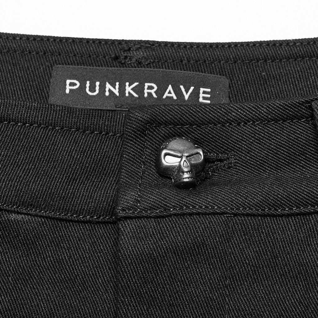 PUNK RAVE Women's Punk Eyelet Mesh Splice Fluffy Pants