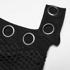 PUNK RAVE Women's Punk Eyelet Mesh Splice Slant Shoulder Shirt