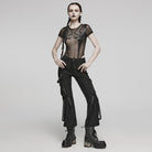PUNK RAVE Women's Punk Eyelet Pocket Loose Pants