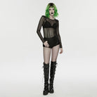 PUNK RAVE Women's Punk Eyelet Ripped Low Waist Shorts