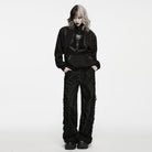 PUNK RAVE Women's Punk Eyelet Stand Collar Sweatshirt