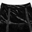 PUNK RAVE Women's Punk Eyelet Strap Faux Fur Splice Velvet Skirt with Leg Warmers
