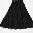 PUNK RAVE Women's Punk Eyelet Strap Faux Fur Splice Velvet Skirt with Leg Warmers