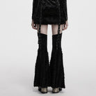 PUNK RAVE Women's Punk Eyelet Strap Faux Fur Splice Velvet Skirt with Leg Warmers