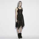 PUNK RAVE Women's Punk Eyelet Strap Zip Slip Dress