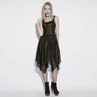 PUNK RAVE Women's Punk Eyelet Strap Zip Slip Dress Graduation Dress