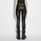 PUNK RAVE Women's Punk Eyelet&Zip Mesh Splice Leggings