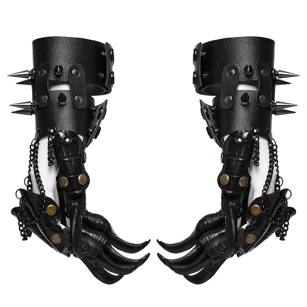 PUNK RAVE Women's Punk Faux Leather Fingertip Bracelets