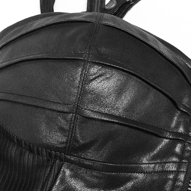 PUNK RAVE Women's Punk Faux Leather Halterneck Front Zipper Overbust Corsets