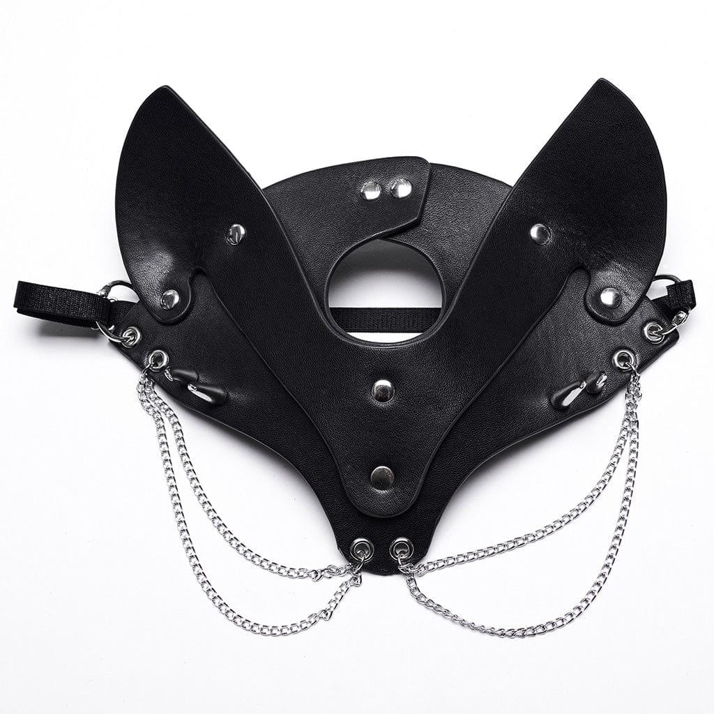 PUNK RAVE Women's Punk Fox Faux Leather Mask