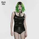 PUNK RAVE Women's Punk High-Waisted Studded Hot Shorts