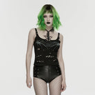 PUNK RAVE Women's Punk High-Waisted Studded Hot Shorts