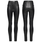 PUNK RAVE Women's Punk Honeycomb Strappy Faux Leather Leggings