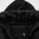 PUNK RAVE Women's Punk Hooded Detachable Faux Fur Trim Studded Jacket