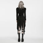 PUNK RAVE Women's Punk Hooded Lace-up Asymmetric Hem Long Sleeve Dress