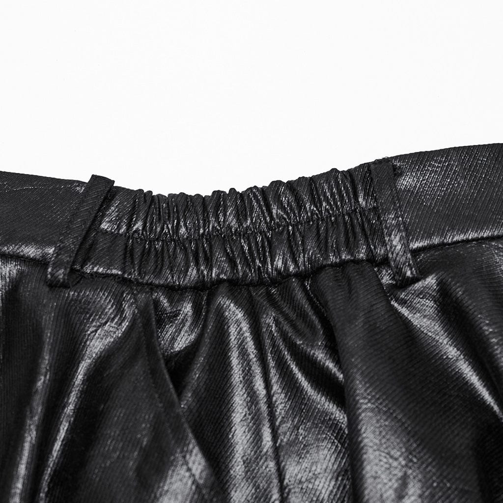 PUNK RAVE Women's Punk Irregular Faux Leather Skirt