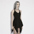 PUNK RAVE Women's Punk Irregular Layered Halterneck Dress Graduation Dress