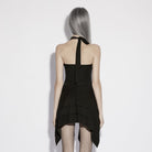 PUNK RAVE Women's Punk Irregular Layered Halterneck Dress Graduation Dress