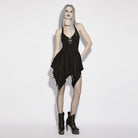 PUNK RAVE Women's Punk Irregular Layered Halterneck Dress Graduation Dress