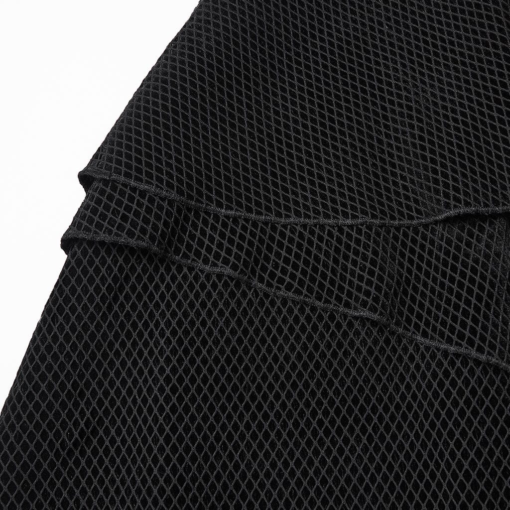 PUNK RAVE Women's Punk Irregular Multilayer Hem Mesh Dress