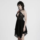 PUNK RAVE Women's Punk Irregular Plunging Halterneck Party Dress