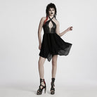 PUNK RAVE Women's Punk Irregular Plunging Halterneck Party Dress